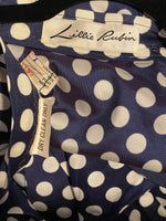 Vintage 1970s Lillie Rubin Polka Dot Navy Blue Dress