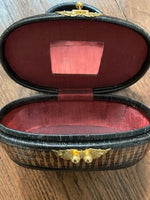 Vintage 1940 Miniature Black Wicker Handbag