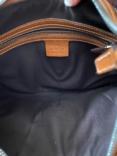 Gucci Jackie Equestrian Style Canvas Shoulder Bag