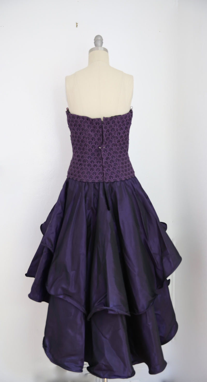 For Rental or Purchase Vintage 1980s Andrea Odicini Couture Purple Taffeta Evening Dress - Vintage World Rocks - 4